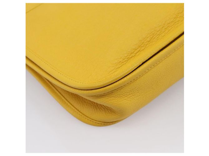Hermès Borsa a tracolla HERMES Evelyn 3PM in pelle Taurillon Clemence Gialla Auth ka5719SAV Argento Giallo - vista 13