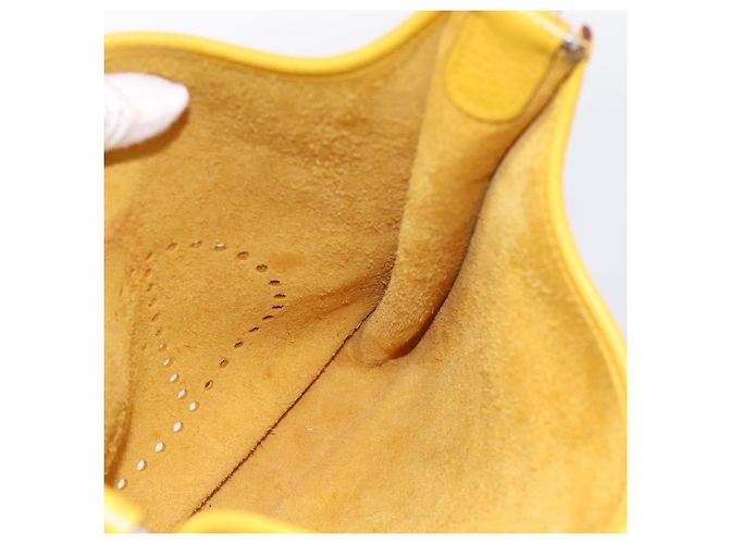 Hermès Borsa a tracolla HERMES Evelyn 3PM in pelle Taurillon Clemence Gialla Auth ka5719SAV Argento Giallo - vista 16