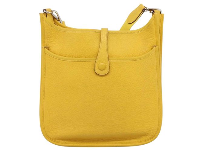 Hermès Borsa a tracolla HERMES Evelyn 3PM in pelle Taurillon Clemence Gialla Auth ka5719SAV Argento Giallo - vista 3