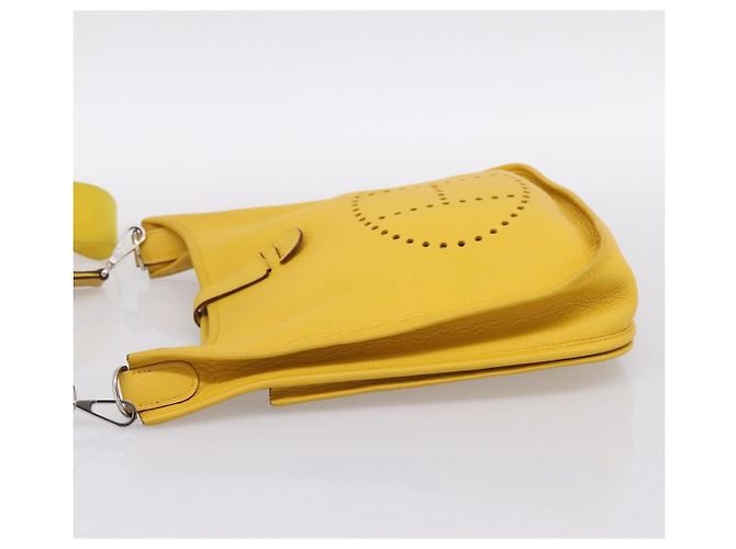 Hermès Borsa a tracolla HERMES Evelyn 3PM in pelle Taurillon Clemence Gialla Auth ka5719SAV Argento Giallo - vista 4