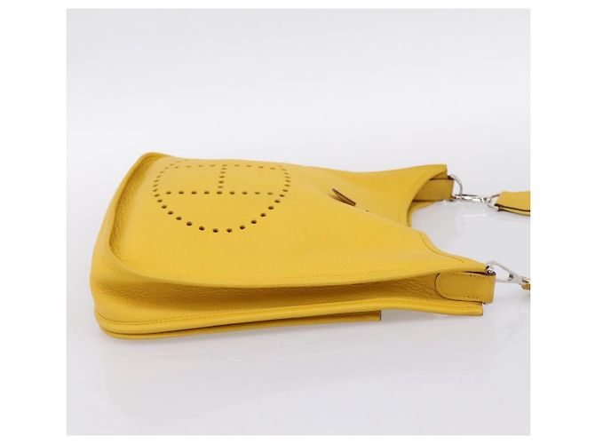 Hermès Borsa a tracolla HERMES Evelyn 3PM in pelle Taurillon Clemence Gialla Auth ka5719SAV Argento Giallo - vista 5