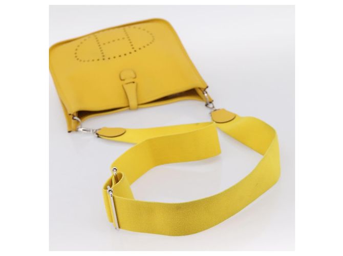 Hermès Borsa a tracolla HERMES Evelyn 3PM in pelle Taurillon Clemence Gialla Auth ka5719SAV Argento Giallo - vista 7