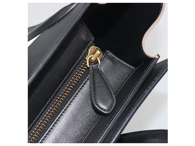 Céline CELINE Luggage Micro Shopper Hand Bag Leather White Gold Auth 196632V Bianco D'oro - vista 10
