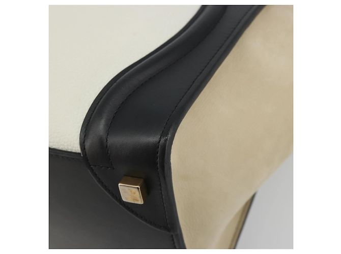 Céline CELINE Luggage Micro Shopper Hand Bag Leather White Gold Auth 196632V Bianco D'oro - vista 15