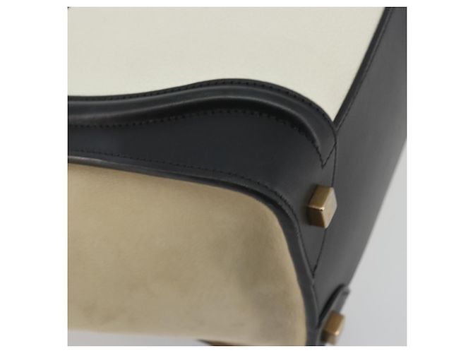Céline CELINE Luggage Micro Shopper Hand Bag Leather White Gold Auth 196632V Bianco D'oro - vista 16