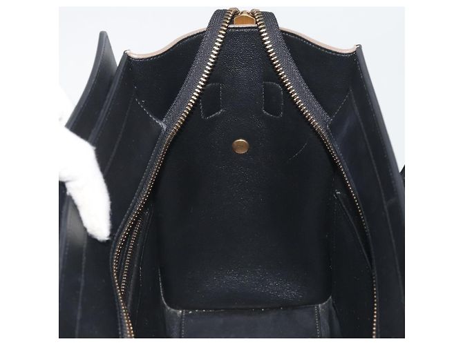 Céline CELINE Luggage Micro Shopper Hand Bag Leather White Gold Auth 196632V Bianco D'oro - vista 19
