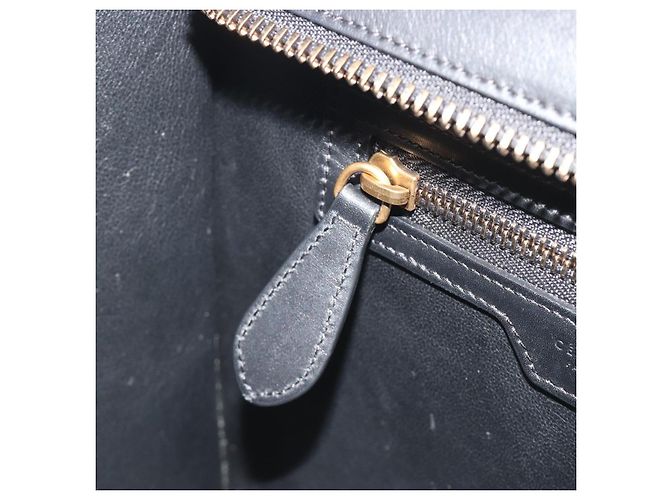 Céline CELINE Luggage Micro Shopper Hand Bag Leather White Gold Auth 196632V Bianco D'oro - vista 21