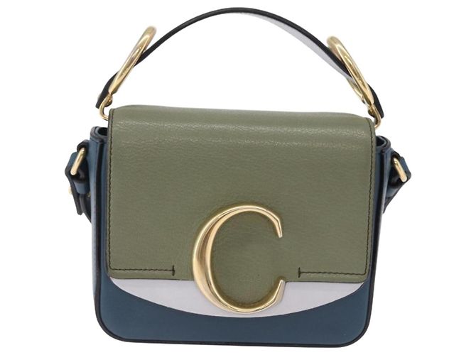 Chloé Borsa a tracolla Chloe Chloe C in pelle blu e oro autentica ka5709A D'oro - vista 13