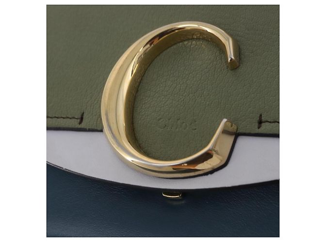 Chloé Borsa a tracolla Chloe Chloe C in pelle blu e oro autentica ka5709A D'oro - vista 19