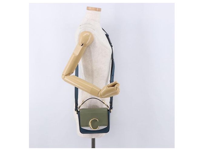 Chloé Borsa a tracolla Chloe Chloe C in pelle blu e oro autentica ka5709A D'oro - vista 25