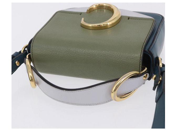 Chloé Borsa a tracolla Chloe Chloe C in pelle blu e oro autentica ka5709A D'oro - vista 7