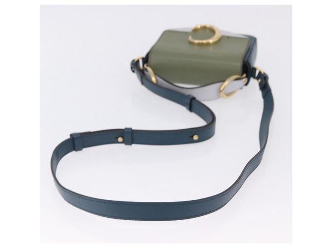 Chloé Borsa a tracolla Chloe Chloe C in pelle blu e oro autentica ka5709A D'oro - vista 9