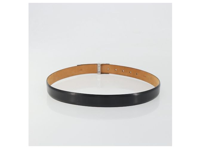 LOUIS VUITTON Cintura Carre Belt Leather "90/36" Black Silver LV Auth BA15036 Nero Argento - vista 2