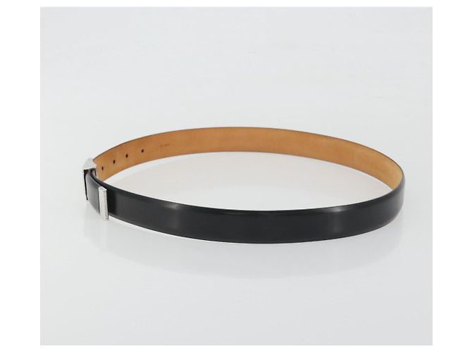 LOUIS VUITTON Cintura Carre Belt Leather "90/36" Black Silver LV Auth BA15036 Nero Argento - vista 3