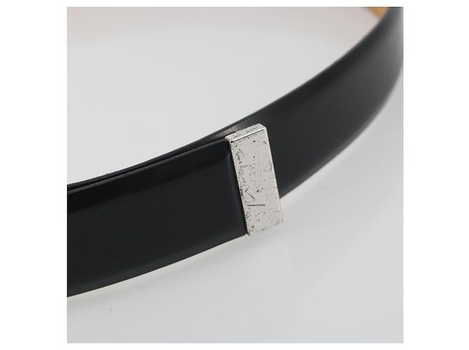 LOUIS VUITTON Cintura Carre Belt Leather "90/36" Black Silver LV Auth BA15036 Nero Argento - vista 6