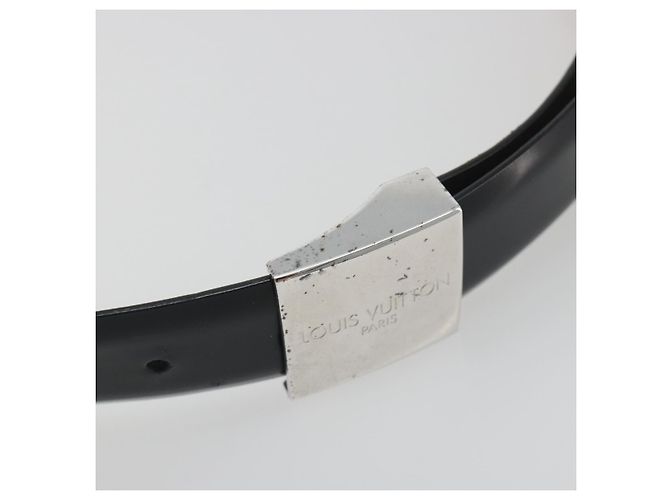 LOUIS VUITTON Cintura Carre Belt Leather "90/36" Black Silver LV Auth BA15036 Nero Argento - vista 7