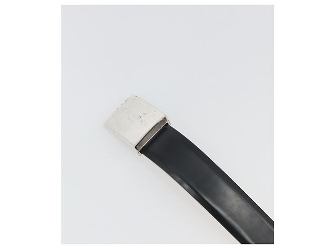 LOUIS VUITTON Cintura Carre Belt Leather "90/36" Black Silver LV Auth BA15036 Nero Argento - vista 8