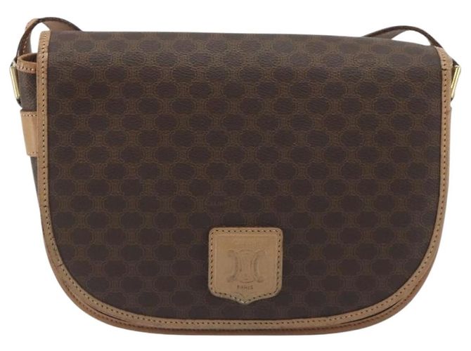 Céline Borsa a tracolla CELINE Macadam Canvas PVC Leather Brown Gold Auth 196698 Marrone D'oro - vista 13
