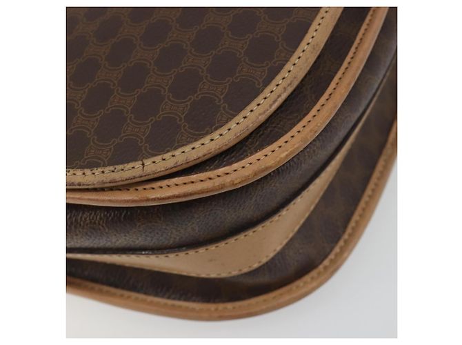 Céline Borsa a tracolla CELINE Macadam Canvas PVC Leather Brown Gold Auth 196698 Marrone D'oro - vista 15