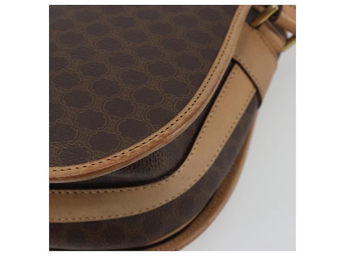 Céline Borsa a tracolla CELINE Macadam Canvas PVC Leather Brown Gold Auth 196698 Marrone D'oro - vista 16