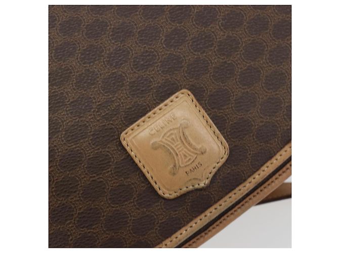 Céline Borsa a tracolla CELINE Macadam Canvas PVC Leather Brown Gold Auth 196698 Marrone D'oro - vista 18