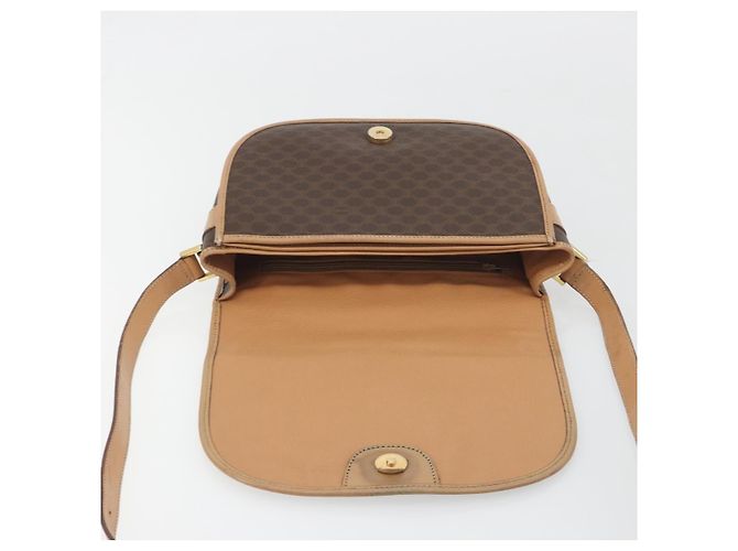 Céline Borsa a tracolla CELINE Macadam Canvas PVC Leather Brown Gold Auth 196698 Marrone D'oro - vista 19