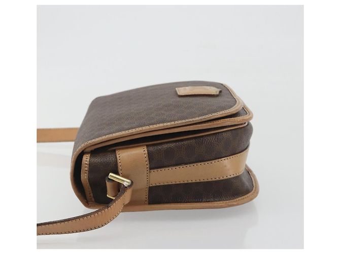 Céline Borsa a tracolla CELINE Macadam Canvas PVC Leather Brown Gold Auth 196698 Marrone D'oro - vista 4