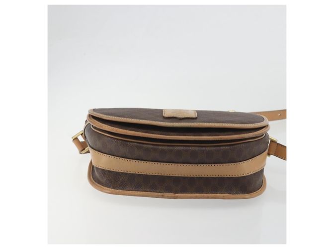 Céline Borsa a tracolla CELINE Macadam Canvas PVC Leather Brown Gold Auth 196698 Marrone D'oro - vista 5