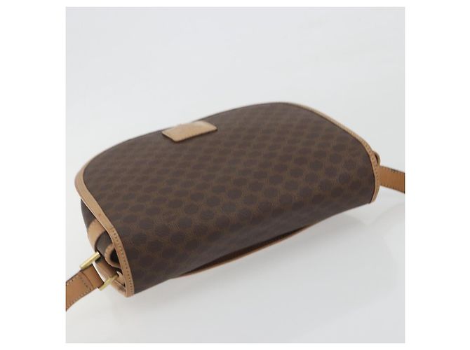 Céline Borsa a tracolla CELINE Macadam Canvas PVC Leather Brown Gold Auth 196698 Marrone D'oro - vista 6