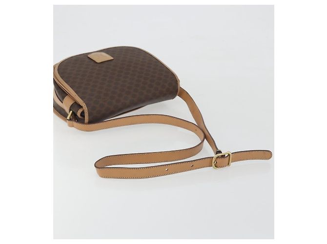 Céline Borsa a tracolla CELINE Macadam Canvas PVC Leather Brown Gold Auth 196698 Marrone D'oro - vista 7