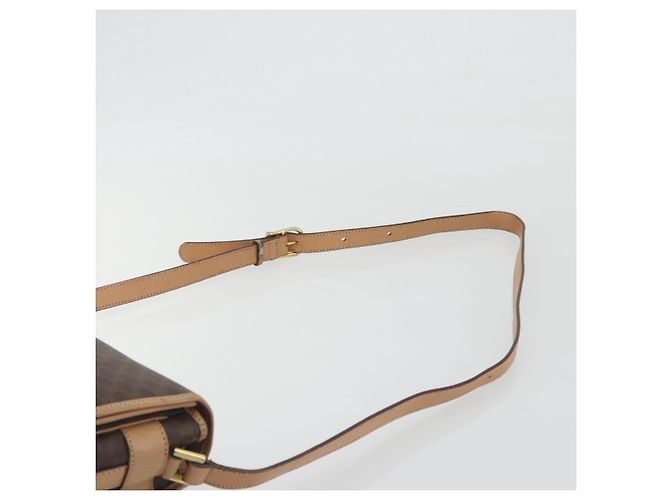 Céline Borsa a tracolla CELINE Macadam Canvas PVC Leather Brown Gold Auth 196698 Marrone D'oro - vista 8