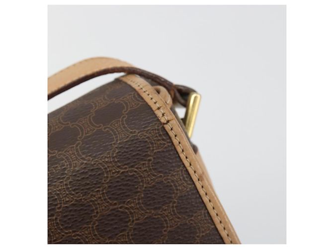 Céline Borsa a tracolla CELINE Macadam Canvas PVC Leather Brown Gold Auth 196698 Marrone D'oro - vista 9