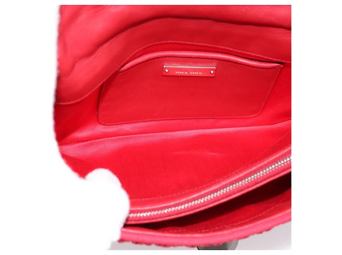 Borsa a tracolla Miu Miu Matelassé con catena in nylon rosso argento Auth 198738A - vista 10