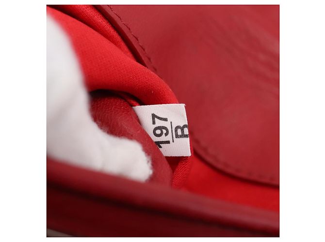 Borsa a tracolla Miu Miu Matelassé con catena in nylon rosso argento Auth 198738A - vista 12