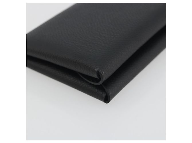 Hermès HERMES Calvi Duo Coin Purse Leather Black Silver Auth 196067V Negro Plata - vista 11