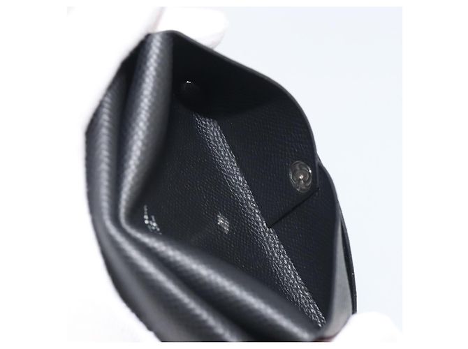 Hermès HERMES Calvi Duo Coin Purse Leather Black Silver Auth 196067V Negro Plata - vista 14