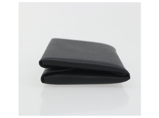 Hermès HERMES Calvi Duo Coin Purse Leather Black Silver Auth 196067V Negro Plata - vista 4