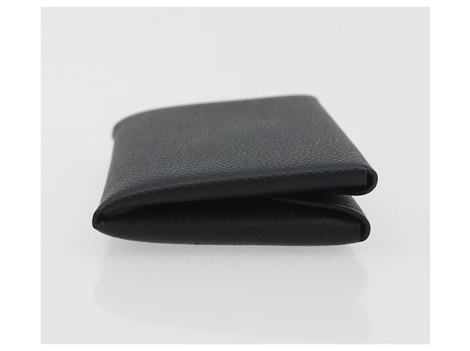 Hermès HERMES Calvi Duo Coin Purse Leather Black Silver Auth 196067V Negro Plata - vista 5