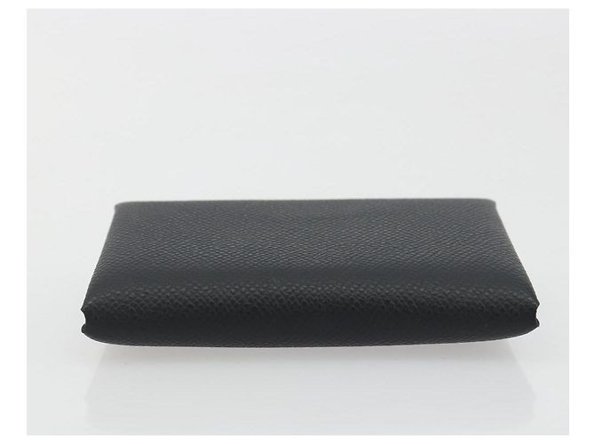 Hermès HERMES Calvi Duo Coin Purse Leather Black Silver Auth 196067V Negro Plata - vista 6
