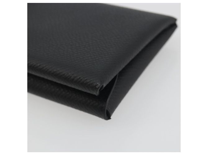 Hermès HERMES Calvi Duo Coin Purse Leather Black Silver Auth 196067V Negro Plata - vista 8