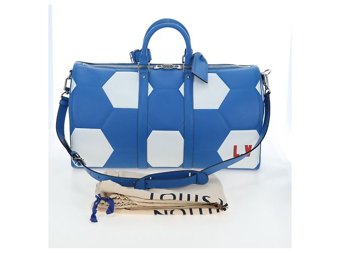Borsa LOUIS VUITTON Epi 2018 FIFA Keepall Bandouliere 50 Blu M52120 Auth 196804SM - vista 12