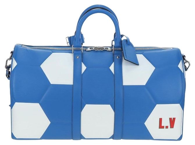 Borsa LOUIS VUITTON Epi 2018 FIFA Keepall Bandouliere 50 Blu M52120 Auth 196804SM - vista 13