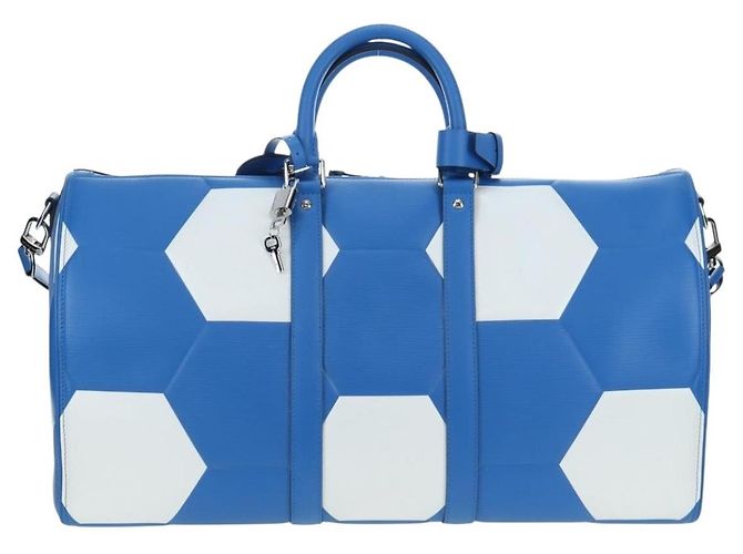 Borsa LOUIS VUITTON Epi 2018 FIFA Keepall Bandouliere 50 Blu M52120 Auth 196804SM - vista 2