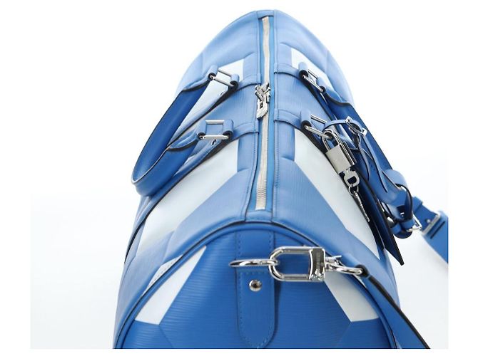 Borsa LOUIS VUITTON Epi 2018 FIFA Keepall Bandouliere 50 Blu M52120 Auth 196804SM - vista 6