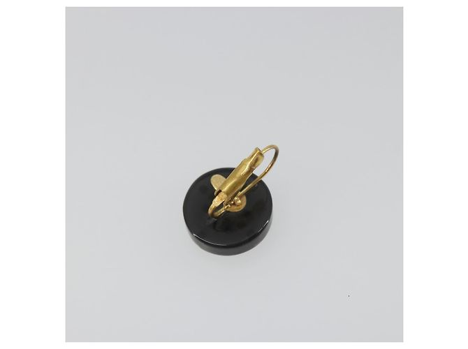 CHANEL Pierce Plastic Black Gold CC Auth 198813A Nero D'oro - vista 10