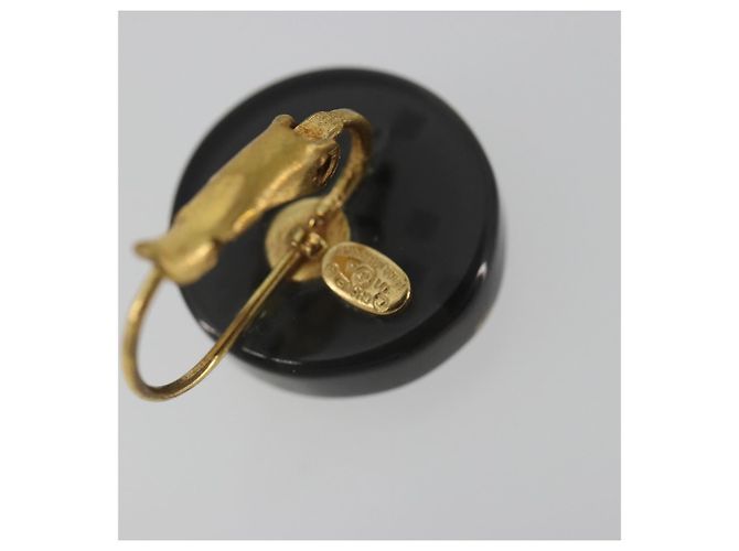 CHANEL Pierce Plastic Black Gold CC Auth 198813A Nero D'oro - vista 12