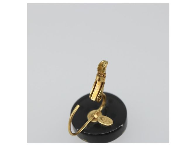 CHANEL Pierce Plastic Black Gold CC Auth 198813A Nero D'oro - vista 14
