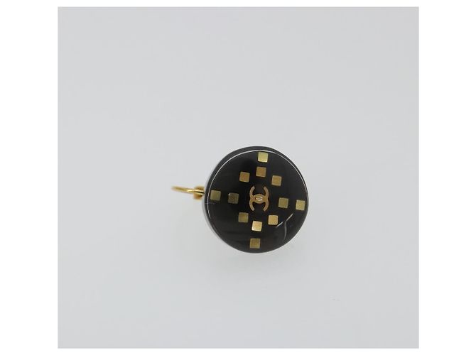 CHANEL Pierce Plastic Black Gold CC Auth 198813A Nero D'oro - vista 2