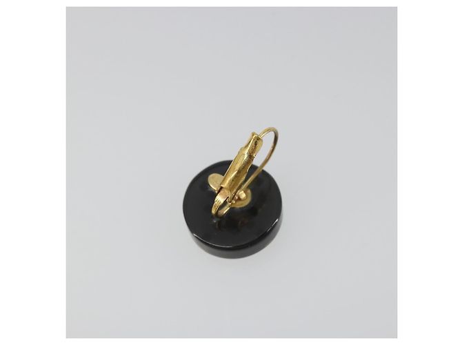 CHANEL Pierce Plastic Black Gold CC Auth 198813A Nero D'oro - vista 3