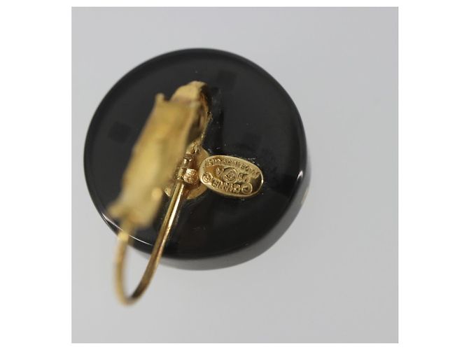 CHANEL Pierce Plastic Black Gold CC Auth 198813A Nero D'oro - vista 5